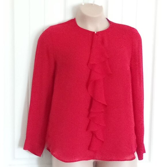 Simply Styled By Sears Red Ruffled Blouse XL - Picture 2 of 5